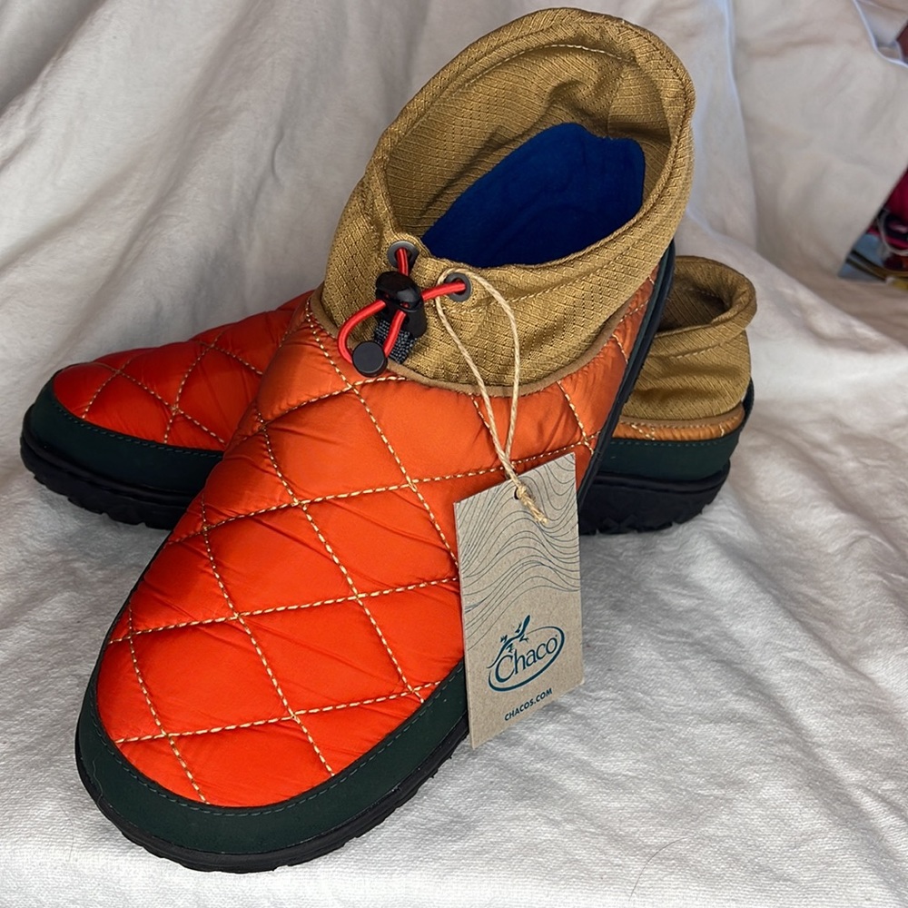 Chaco Quilted Orange & Tan Insulated Slip-On Ankle Booties
